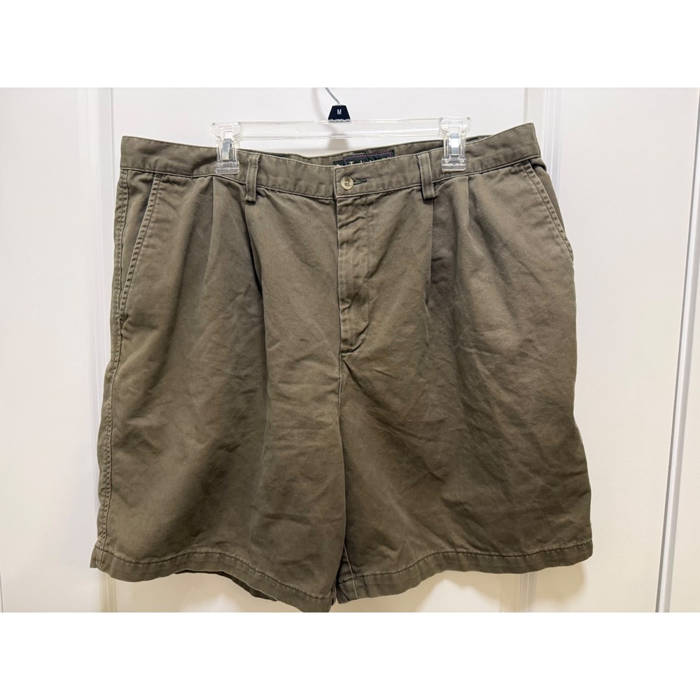 Timberland‎ Weathergear Mens 42 Pleated Chino Shorts Olive Green Cotton Twill